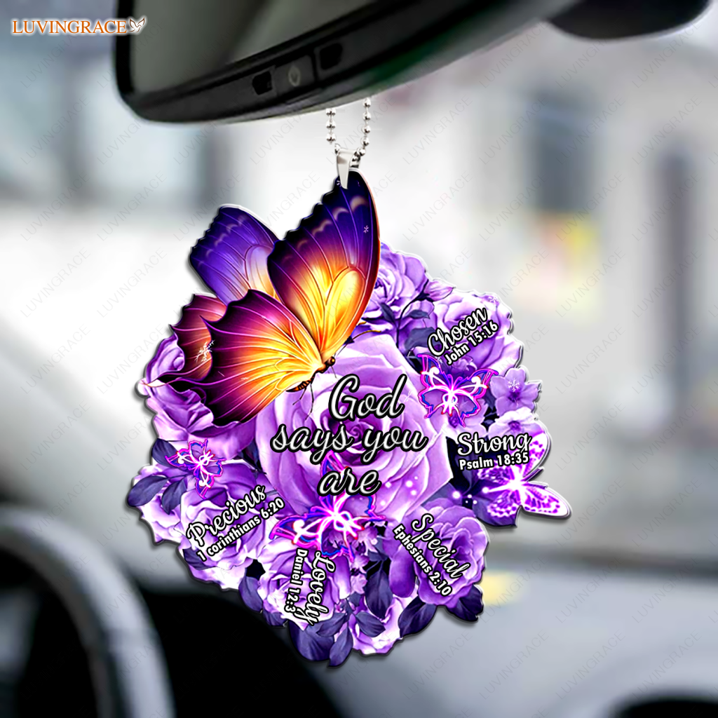 Butterfly Purple Rose God Says You Are Ornament