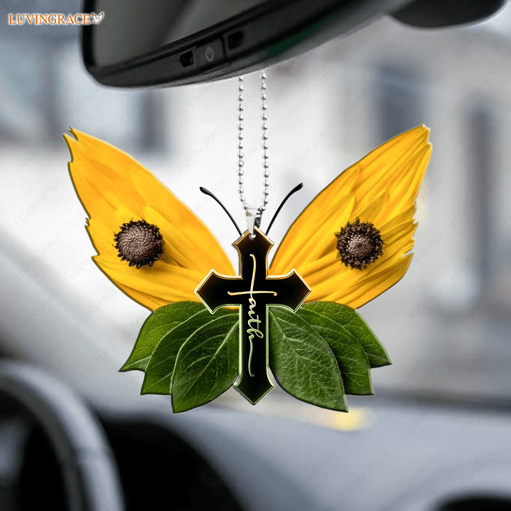 Butterfly Sunflower Petal Faith Car Hanging Ornament