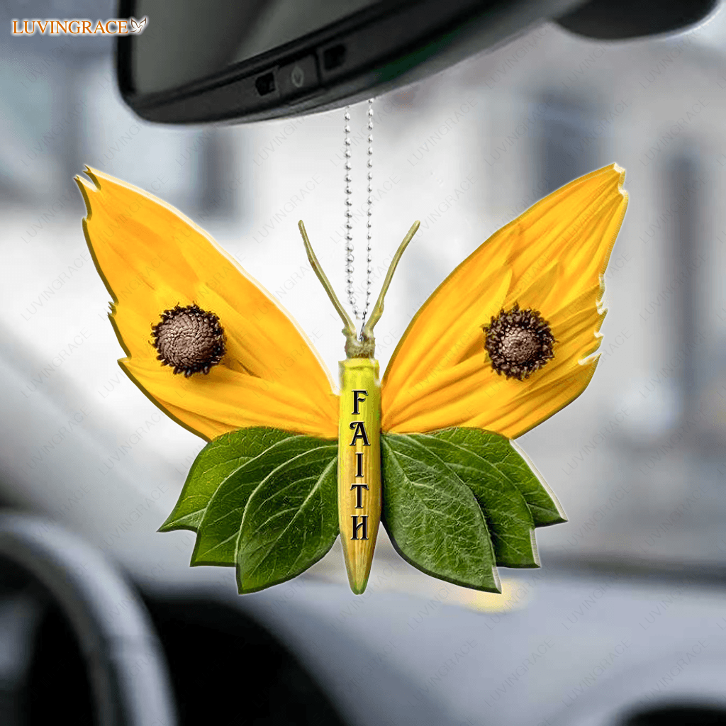 Butterfly Sunflower Petal Faith Car Hanging Ornament