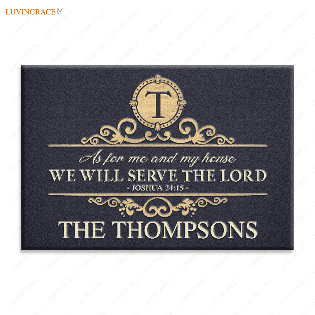 Calligraphic Pattern Elegant Decor Elements Serve The Lord Personalized Doormat