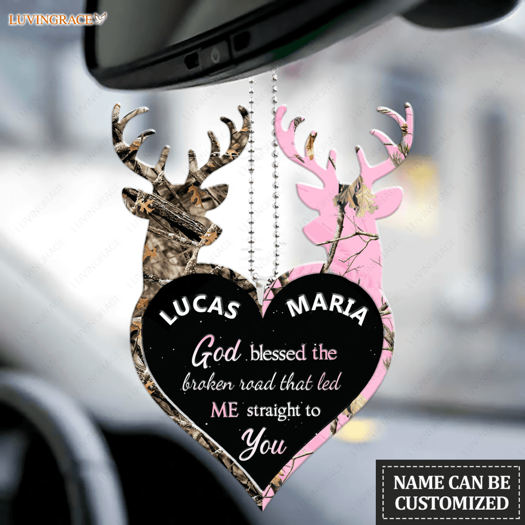 Camo Couple Deer Heart God Blessed Personalized Ornament