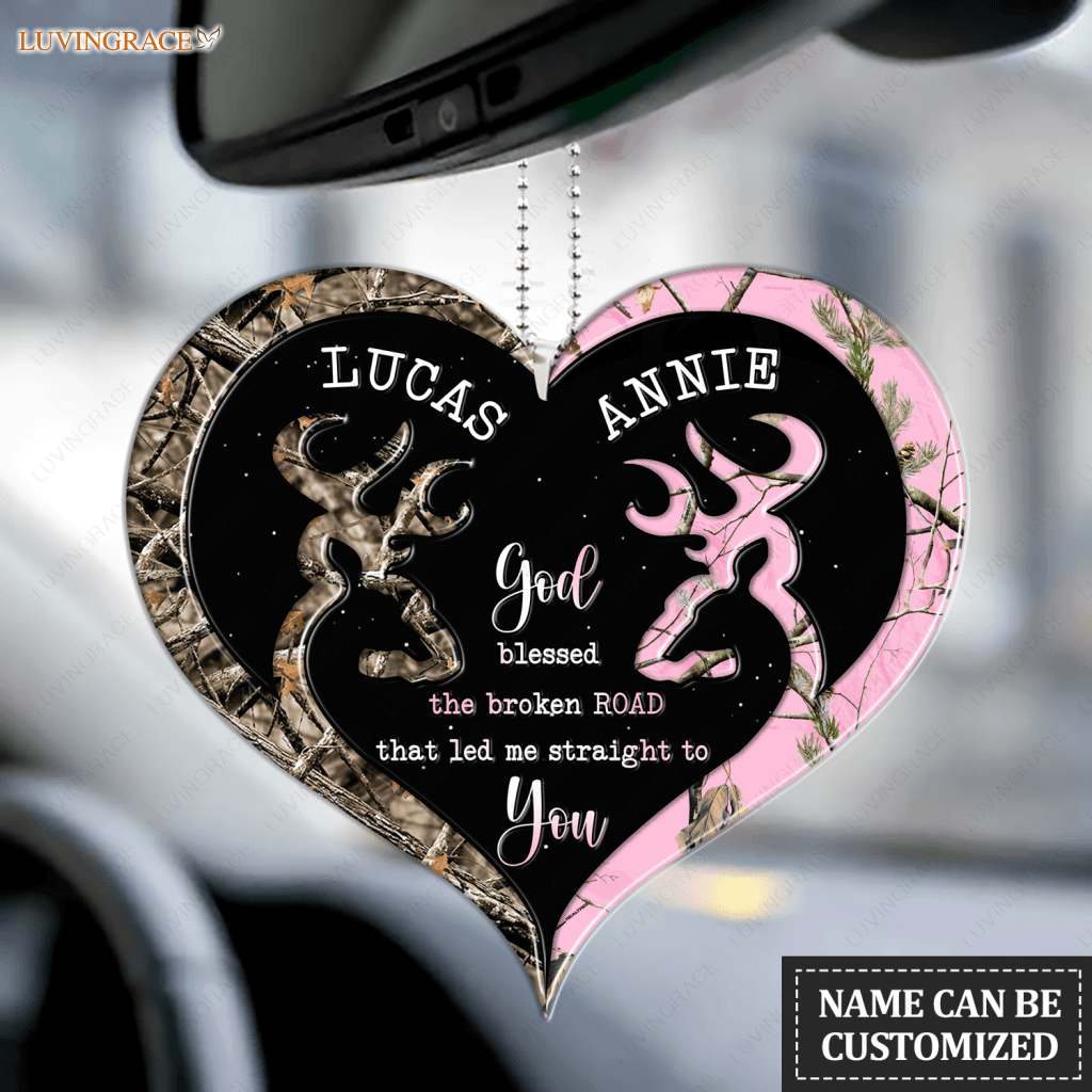 Camo Heart Buck And Doe Personalized Ornament