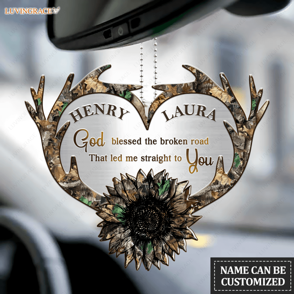 Camo Sunflower With Antler Personalized Ornament