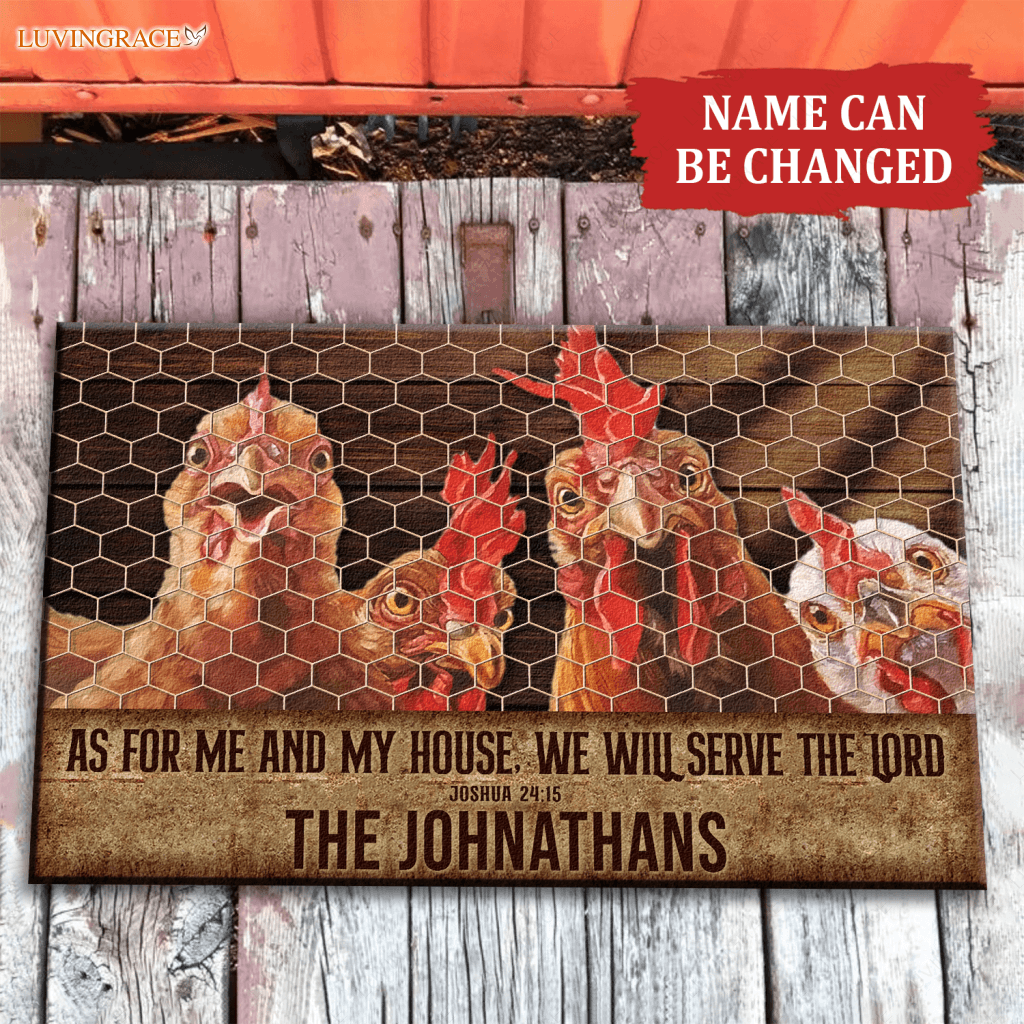 Chicken Serve The Lord Personalized Farmhouse Doormat