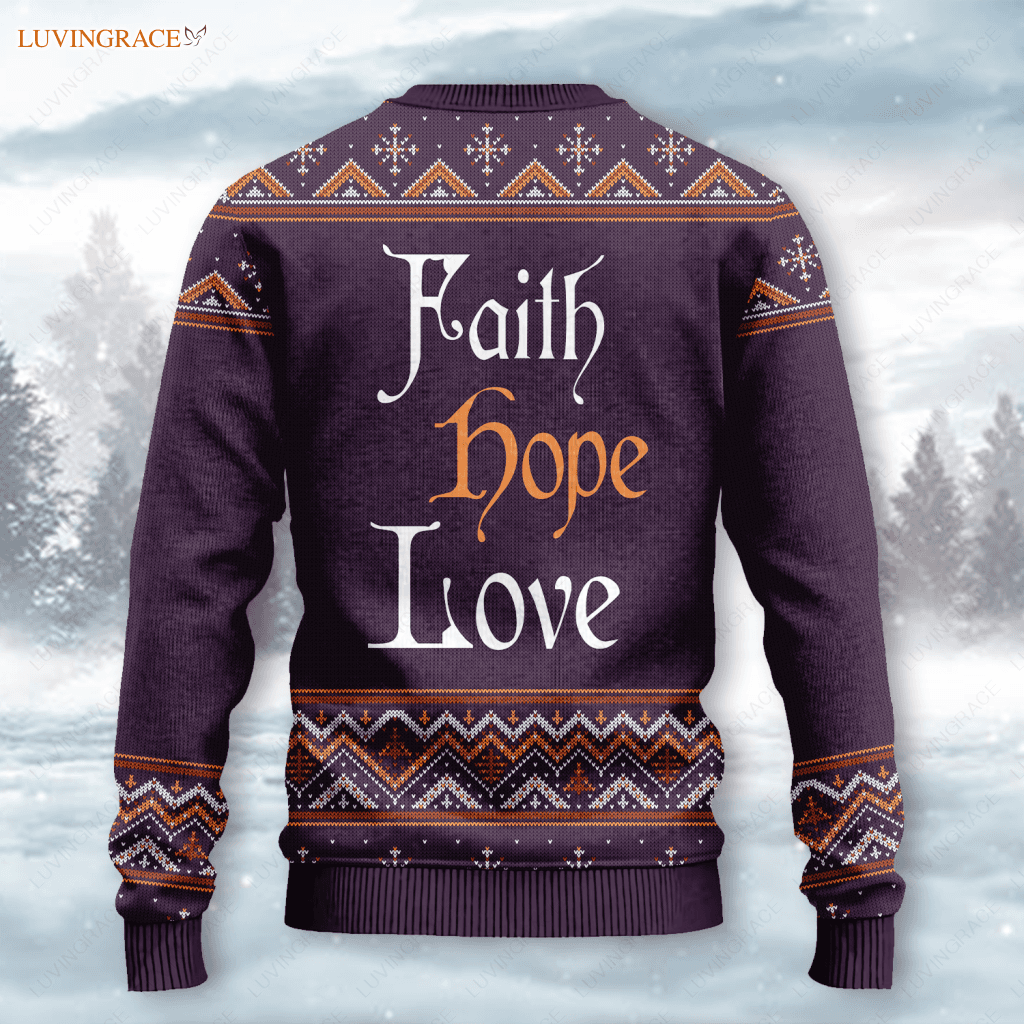 Christ God Wool Knitted Pattern Faith Hope Love Ugly Sweater LuvinGrace Store