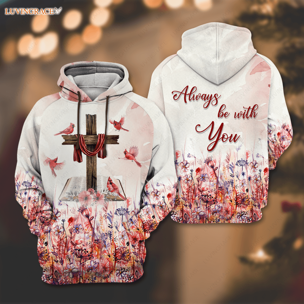 Christmas Cardinal Cross Always Be With You Hoodie / S