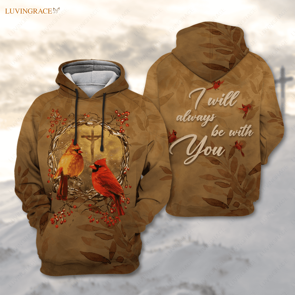 Christmas Cardinal Cross I Will Always Be With You Hoodie / S