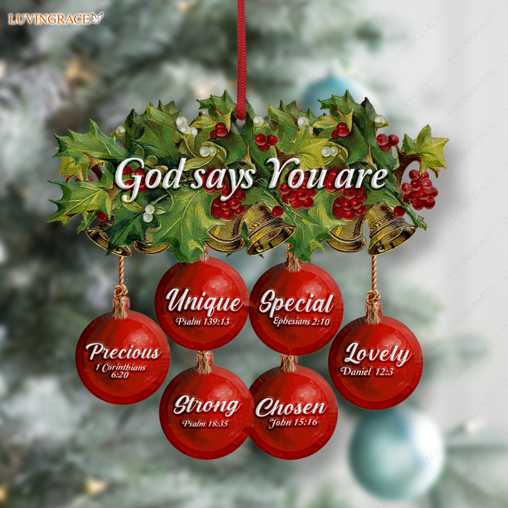 Christmas Flower Red Baubles God Says You Are Ornament
