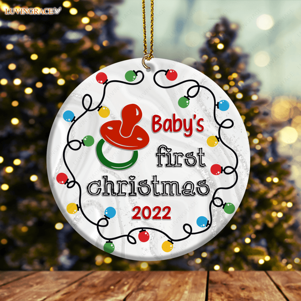 Christmas Light And Niple Babys First Ornament Ceramic