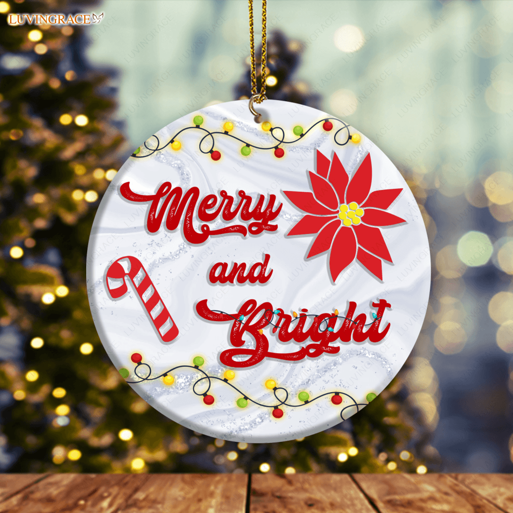 Christmas Light Floral Candy Merry And Bright Ornament Ceramic