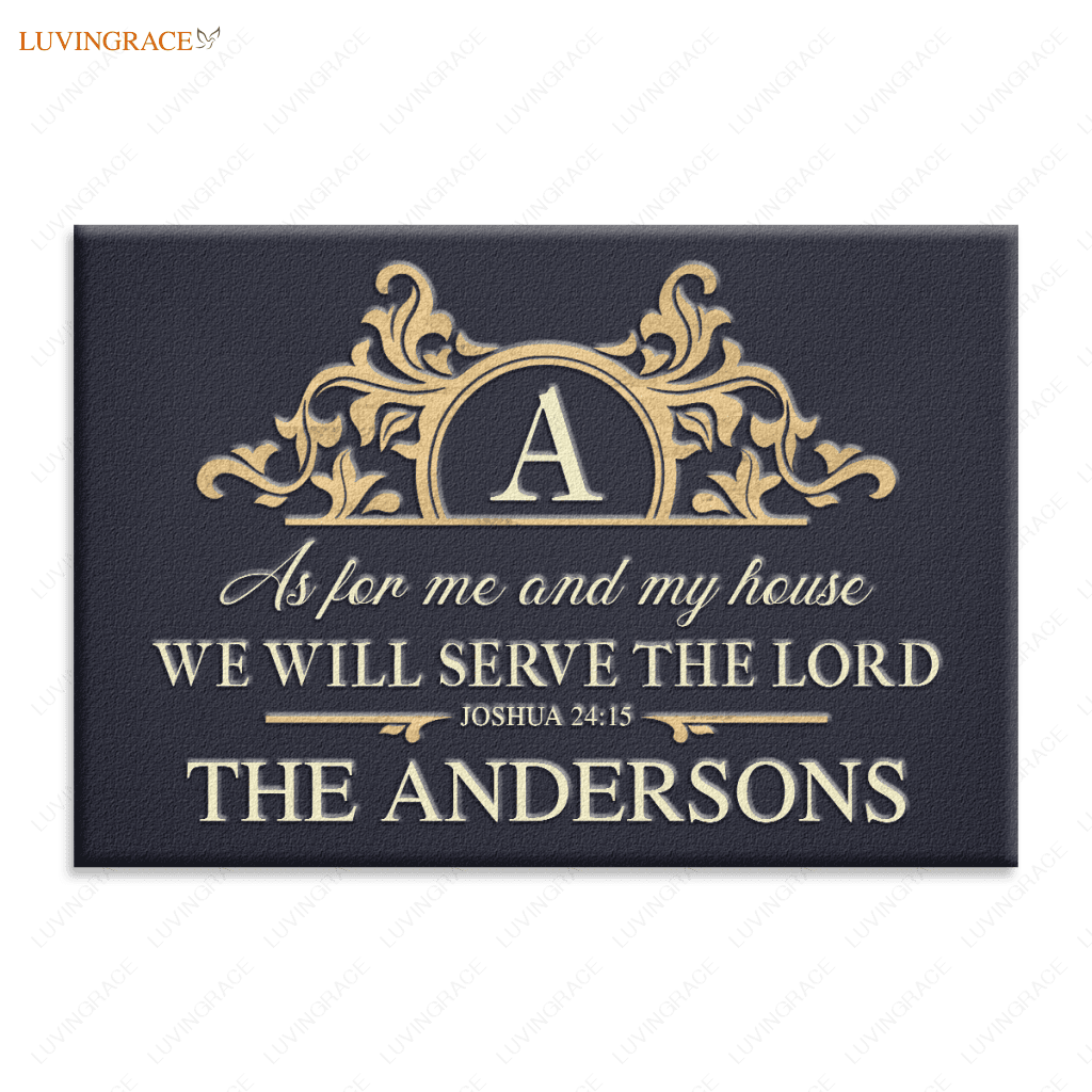 Circle Monogram Frame Serve The Lord Personalized Doormat