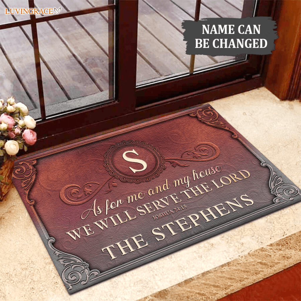 Classic Monogram Serve The Lord Personalized Doormat