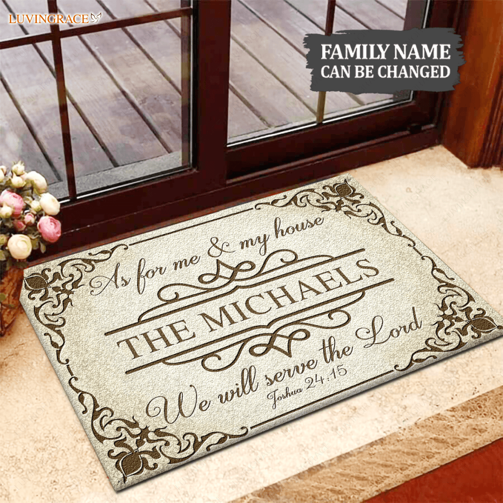 Classic Ornate Border Serve The Lord Personalized Doormat