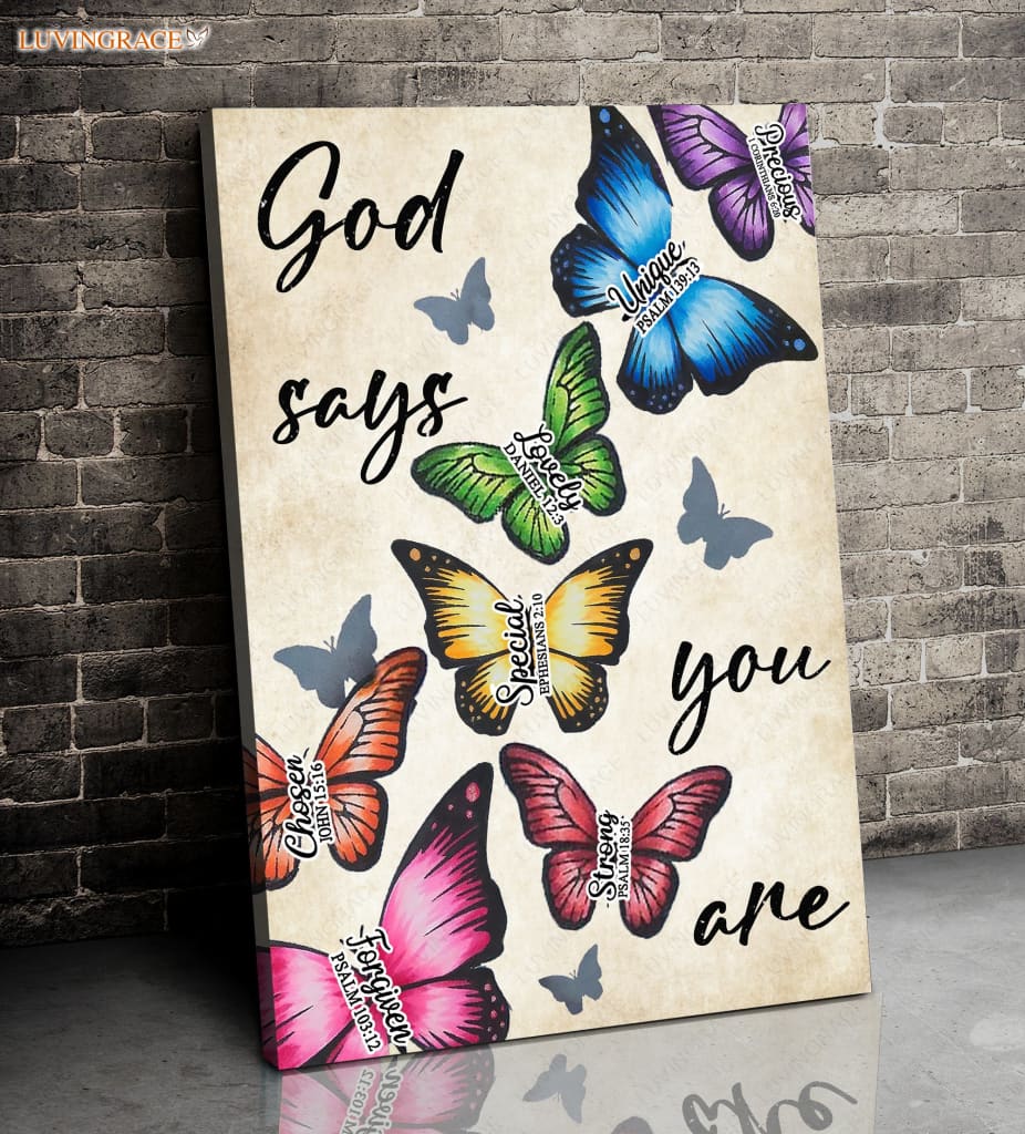 Colorful Butterflies God Says You Are Wall Art
