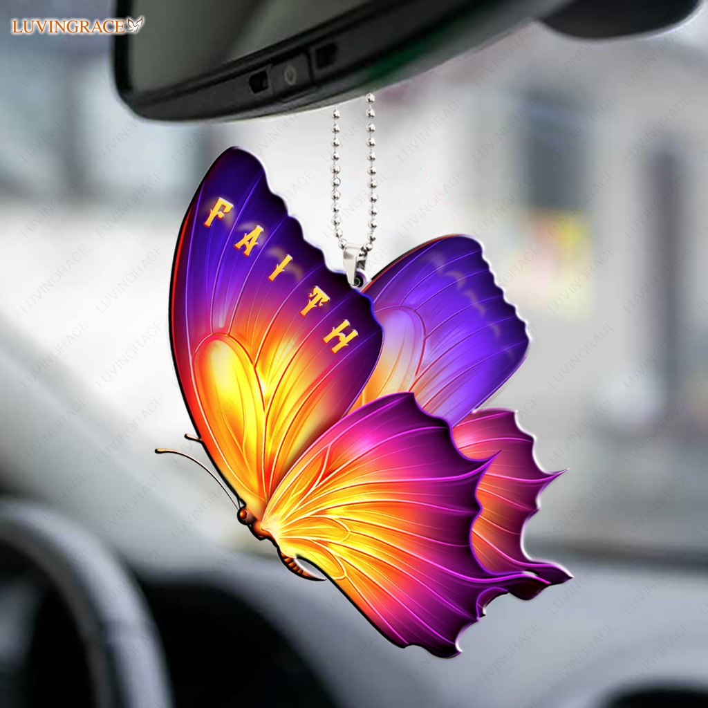 Colorful Butterfly Faith Ornament