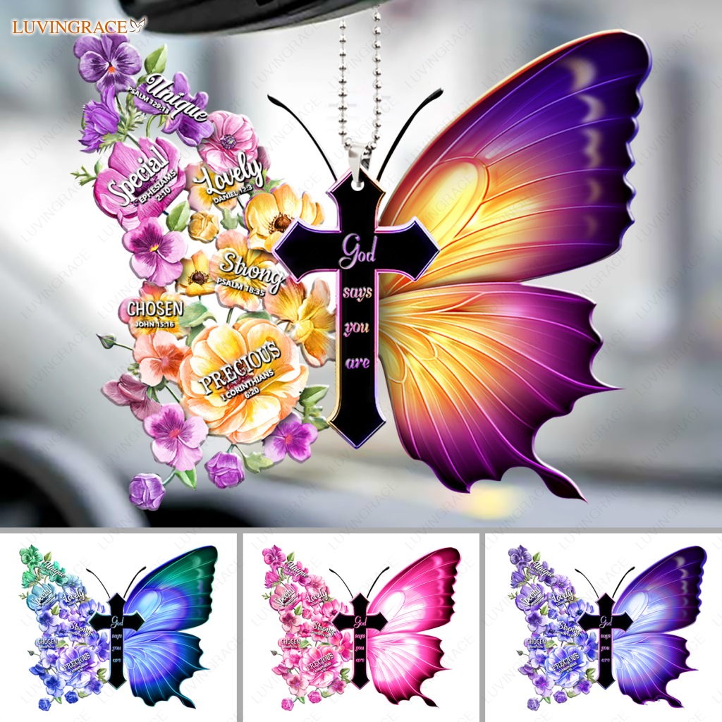 Colorful Pansies Butterfly God Says You Are Ornament