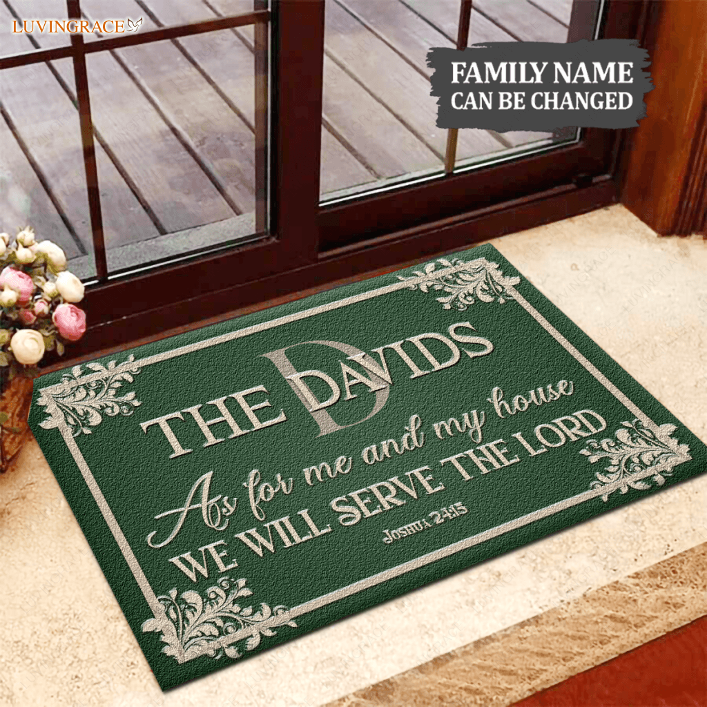 Corner Floral Serve The Lord Monogram Doormat