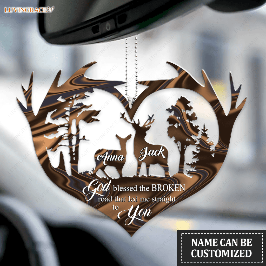 Couple Deer Scene God Blessed Personalized Ornament