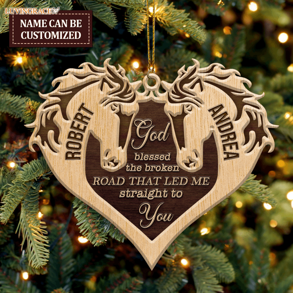 Couple Horse God Blessed Wood Engraved Ornaments Wooden Ornament