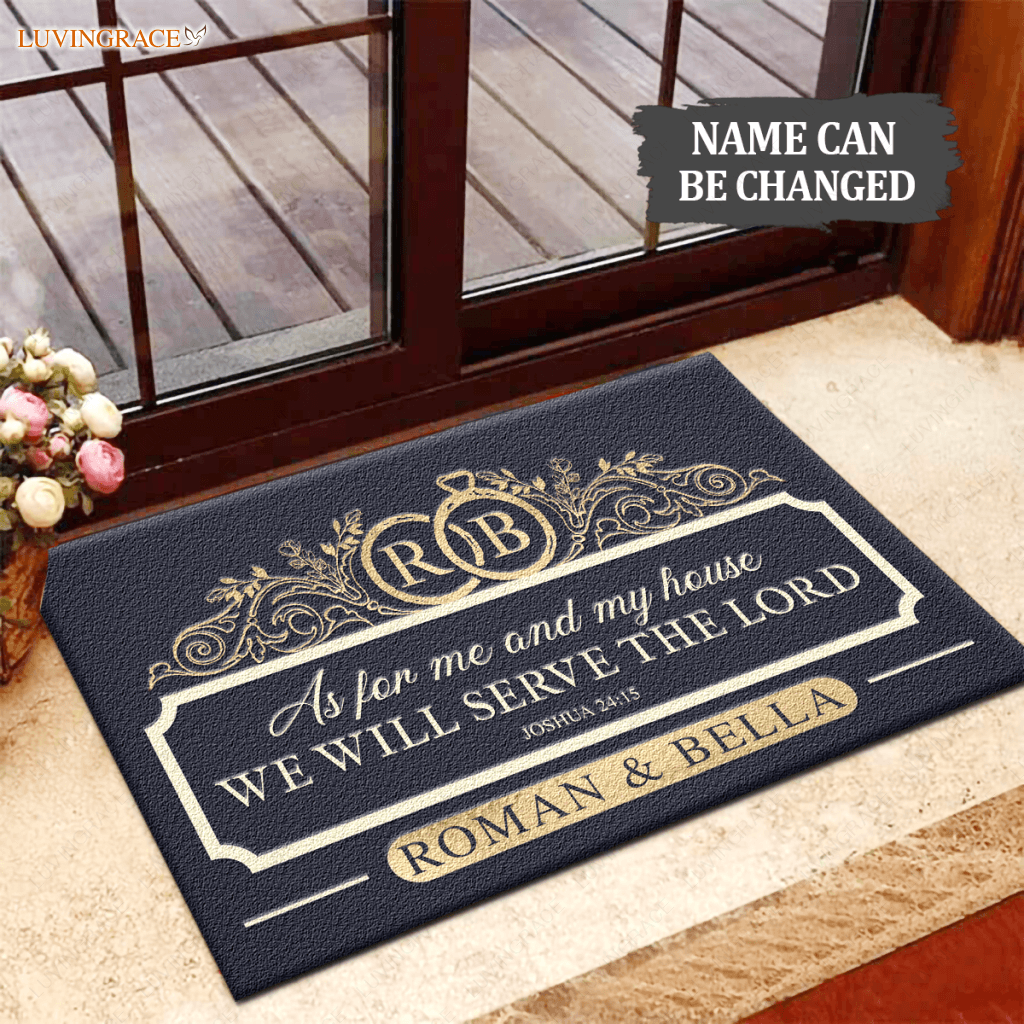 Couple Rings Serve The Lord Personalized Doormat