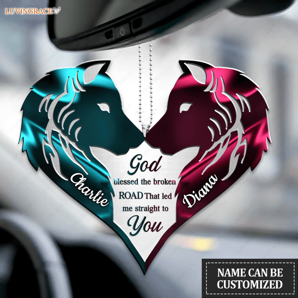 Couple Wolf Two Colors God Blessed Personalized Ornament