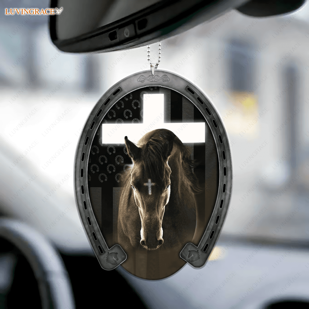 Cross And Black Horse Ornament