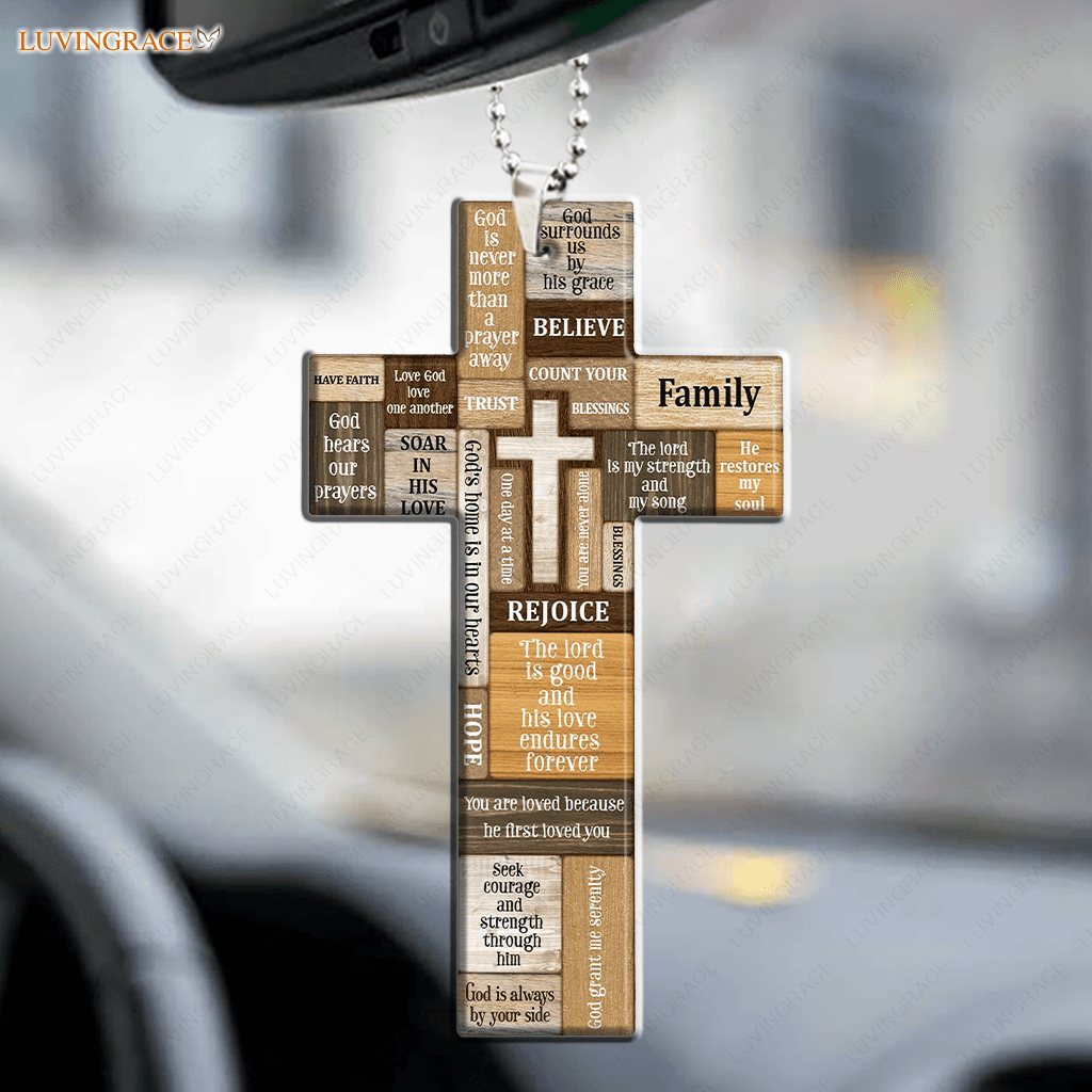 Cross With Inspirational Words Ornament