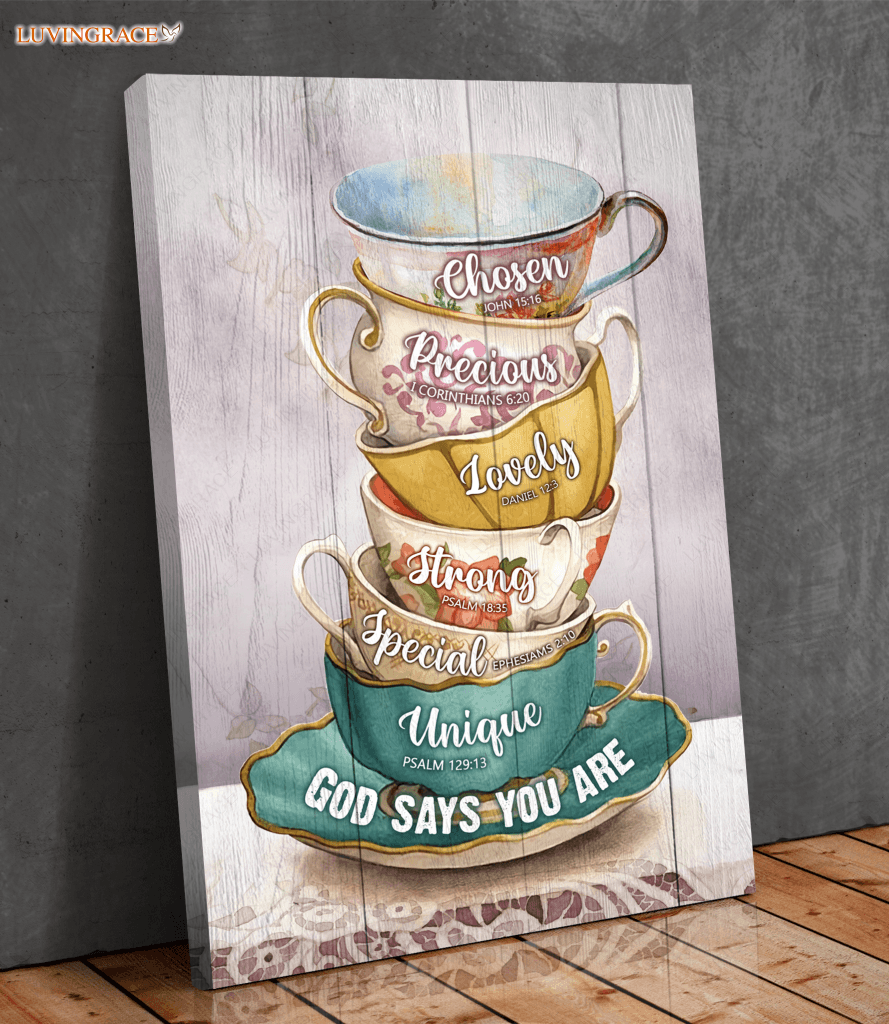 Cups God Says You Are Vintage Wall Art