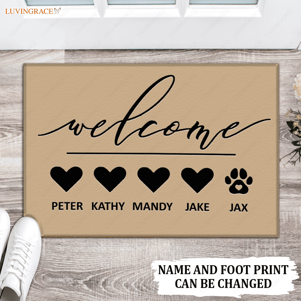 Custom Family & Pet Name Welcome Mat Doormat