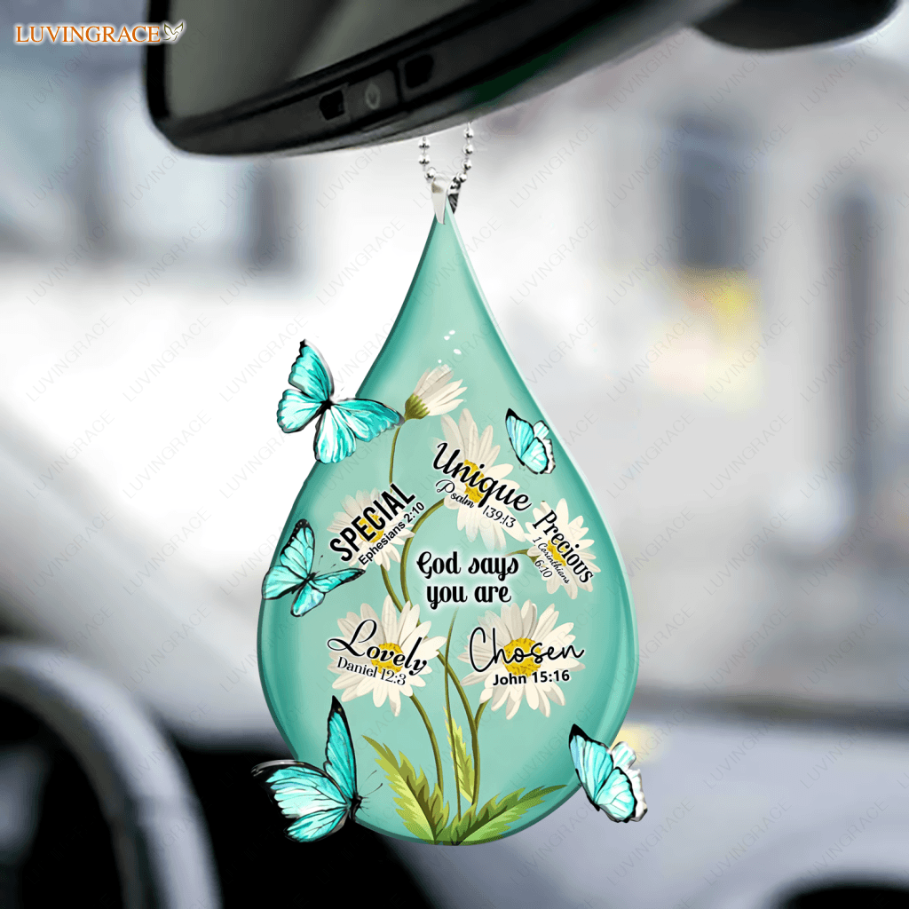 Daisies And Blue Butterflies God Says You Are Ornament