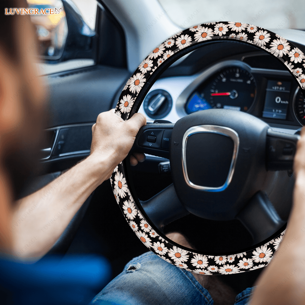 Daisy Flower Car Interior Decoration Steering Wheel Cover
