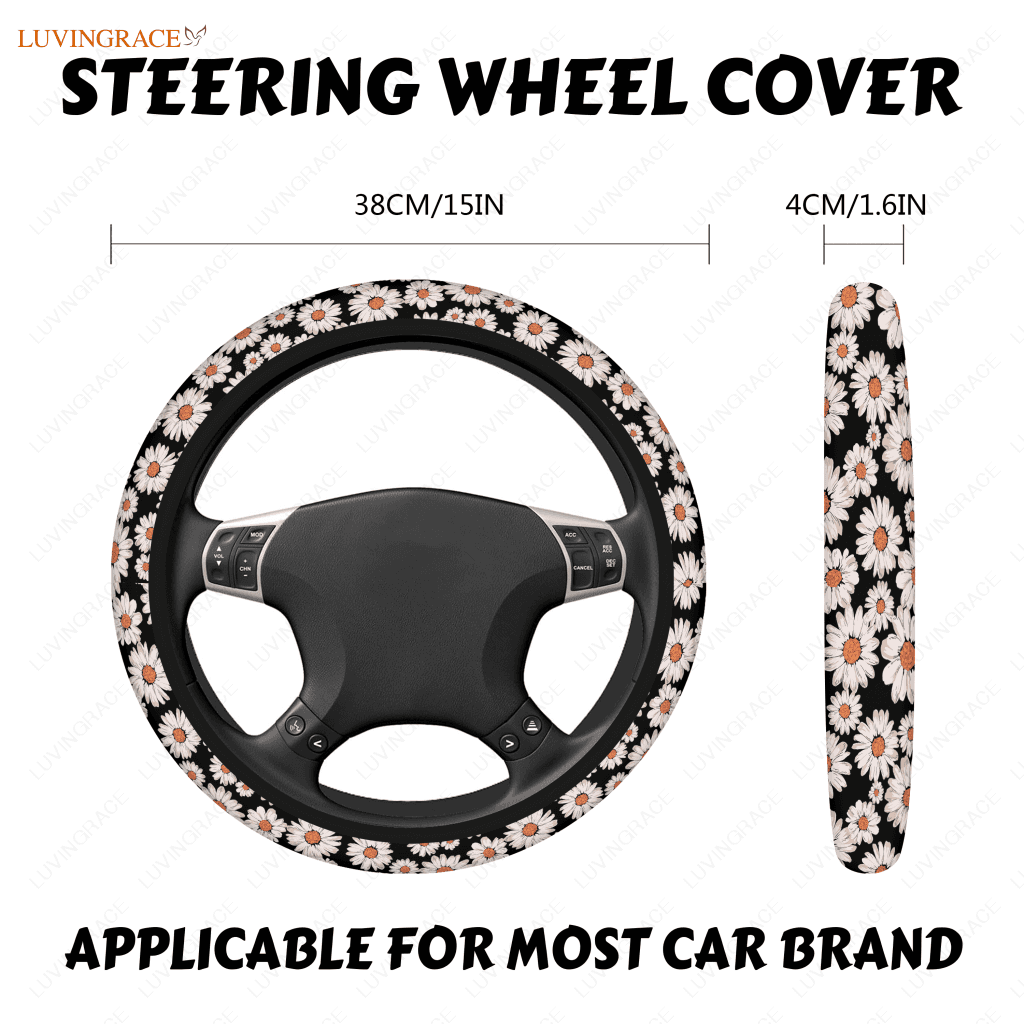  Car Steering Wheel Cover, Florals Daisy Elastic Stretch Sponge Steering  Wheels Protective Cover for Vehicles Trucks SUVs Universal Automotive  Accessories : Automotive