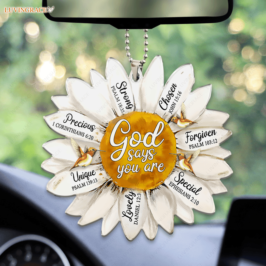 Daisy Flowers Hummingbird God Says You Are Ornament LuvinGrace Store