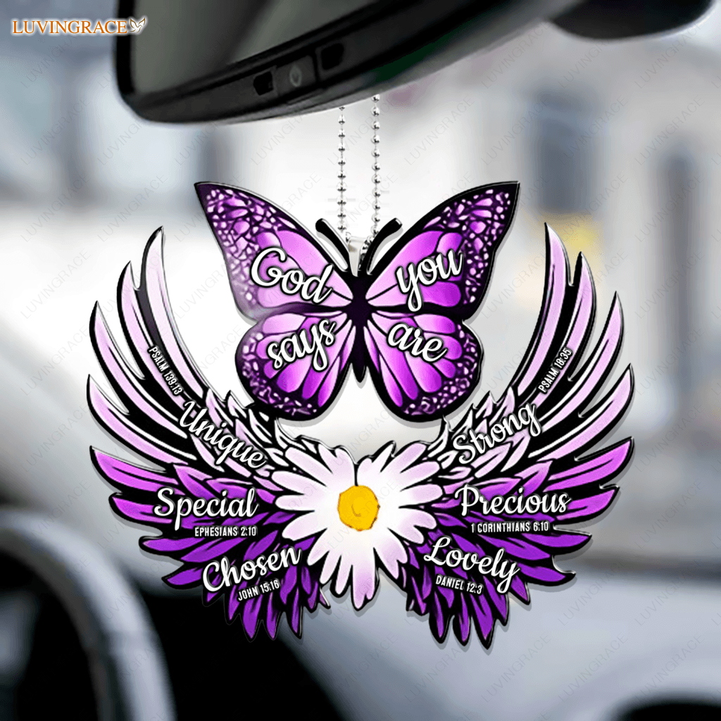 Daisy Purple Butterfly Wings God Says You Are Ornament