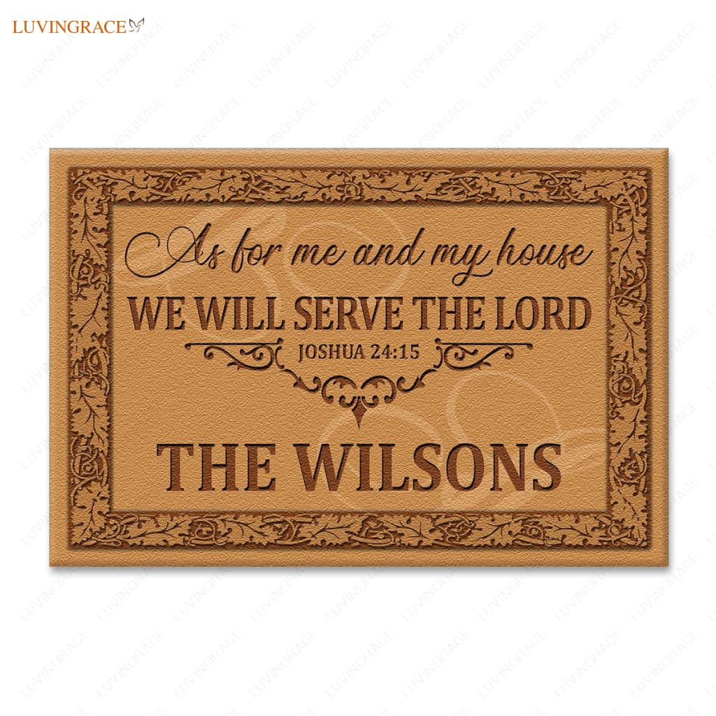 Decoration Borders Serve The Lord Personalized Doormat