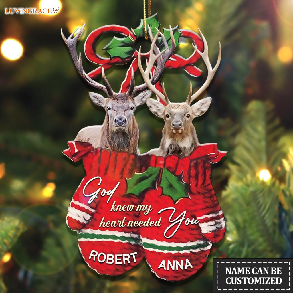 Deer Couple God Knew My Heart Personalized Ornament