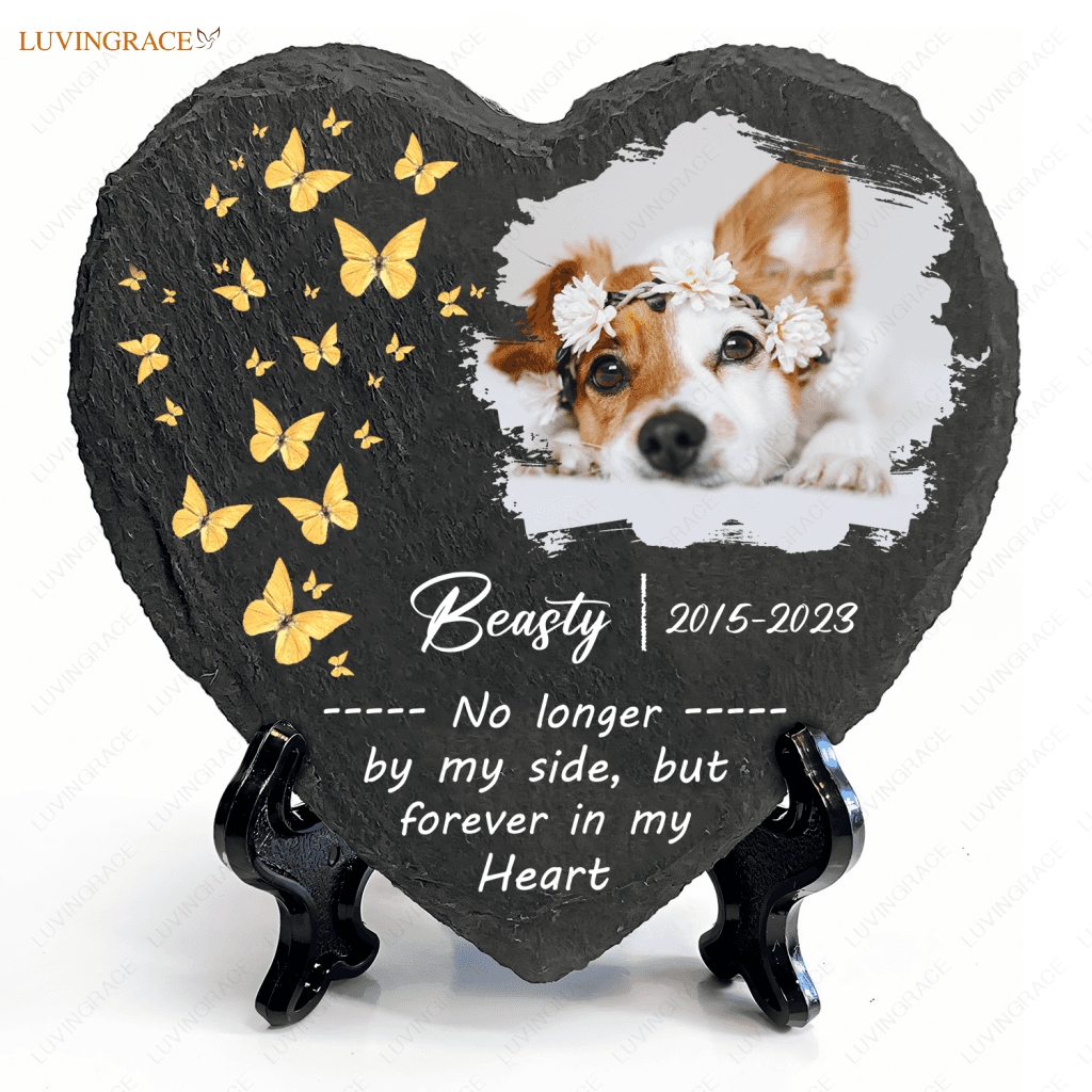 Dog Photo Butterfly Custom Memorial Stone Pet Gifts - Personalized Tomstone