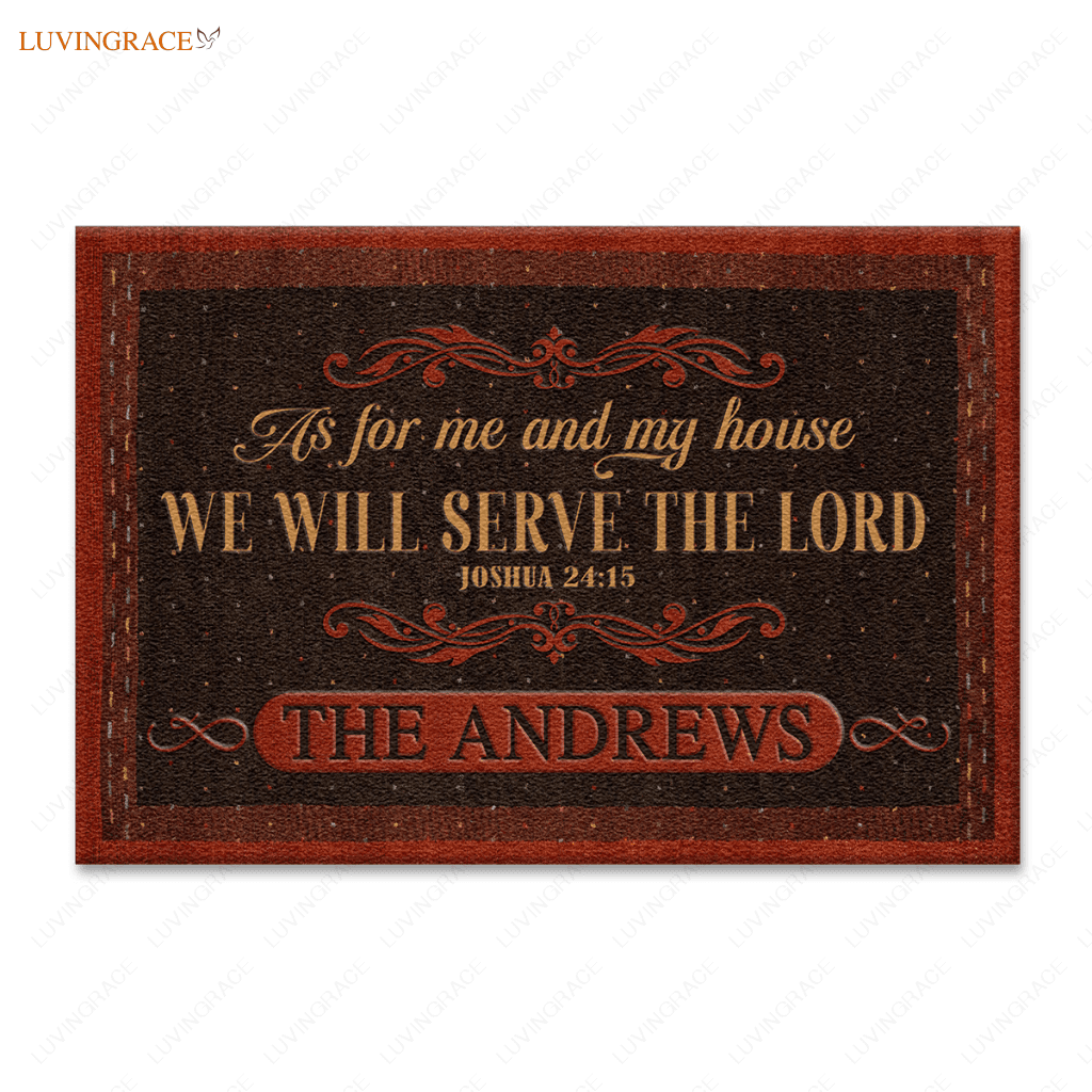 Dotted Brown Serve The Lord Personalized Doormat