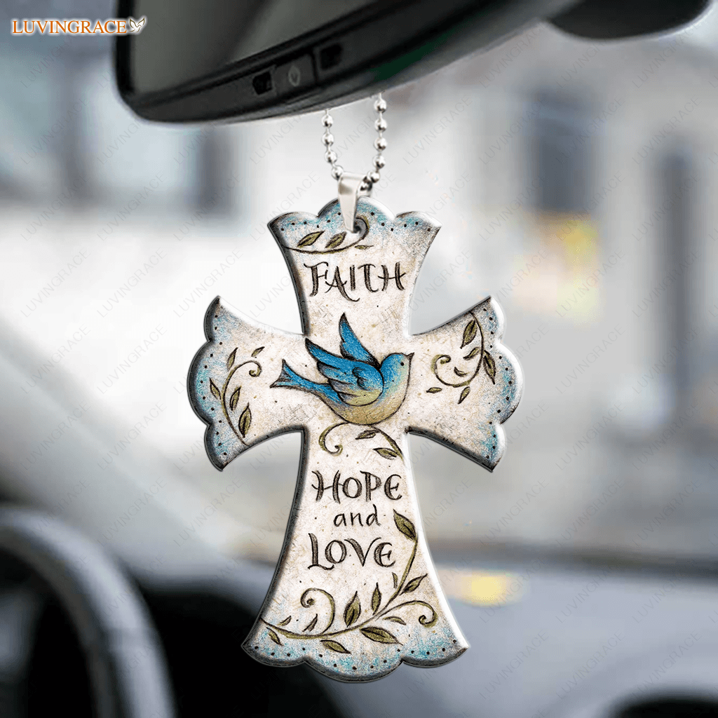 Dove Faith Hope Love Old Cross Ornament