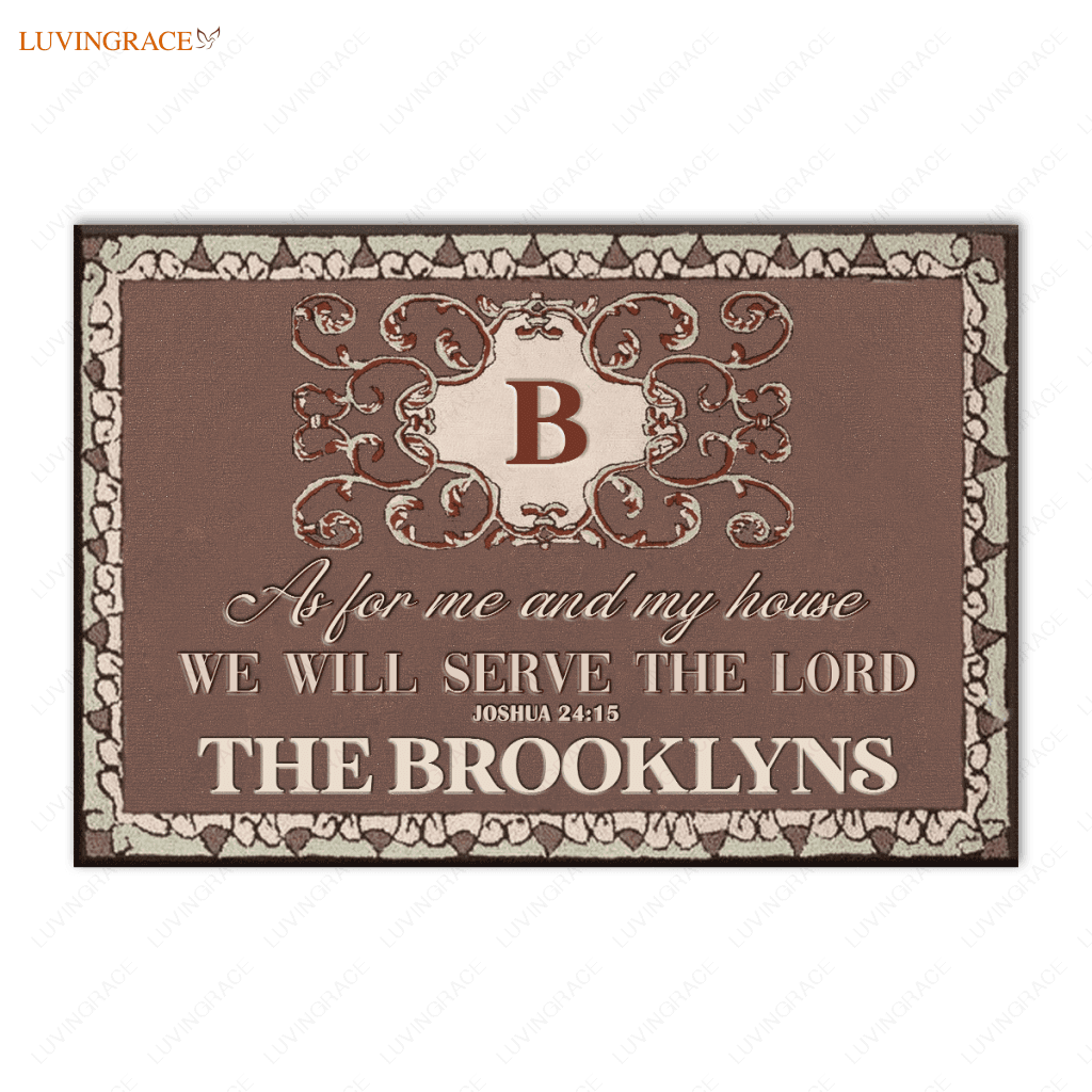 Elegant Classy Monogram Serve The Lord Personalized Doormat