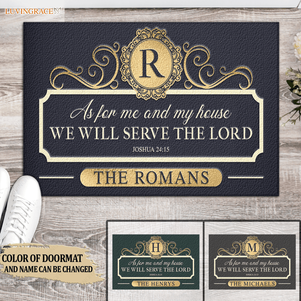 Elegant Colors Family Home Serve The Lord Personalized Doormat
