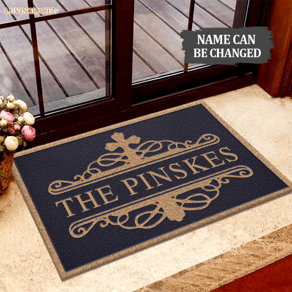 Elegant Cross Personalized Doormat