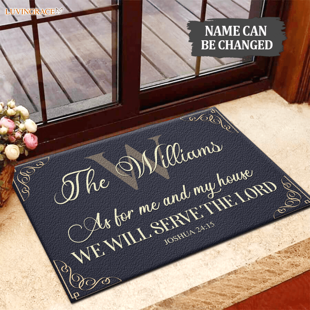 Elegant Custom Family Home Serve The Lord Personalized Doormat
