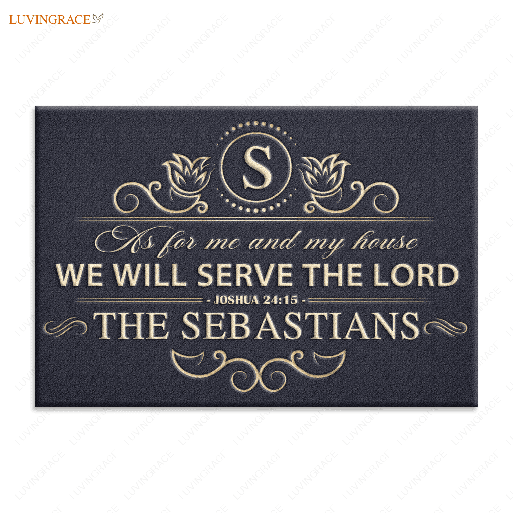 Elegant Line Serve The Lord Personalized Doormat