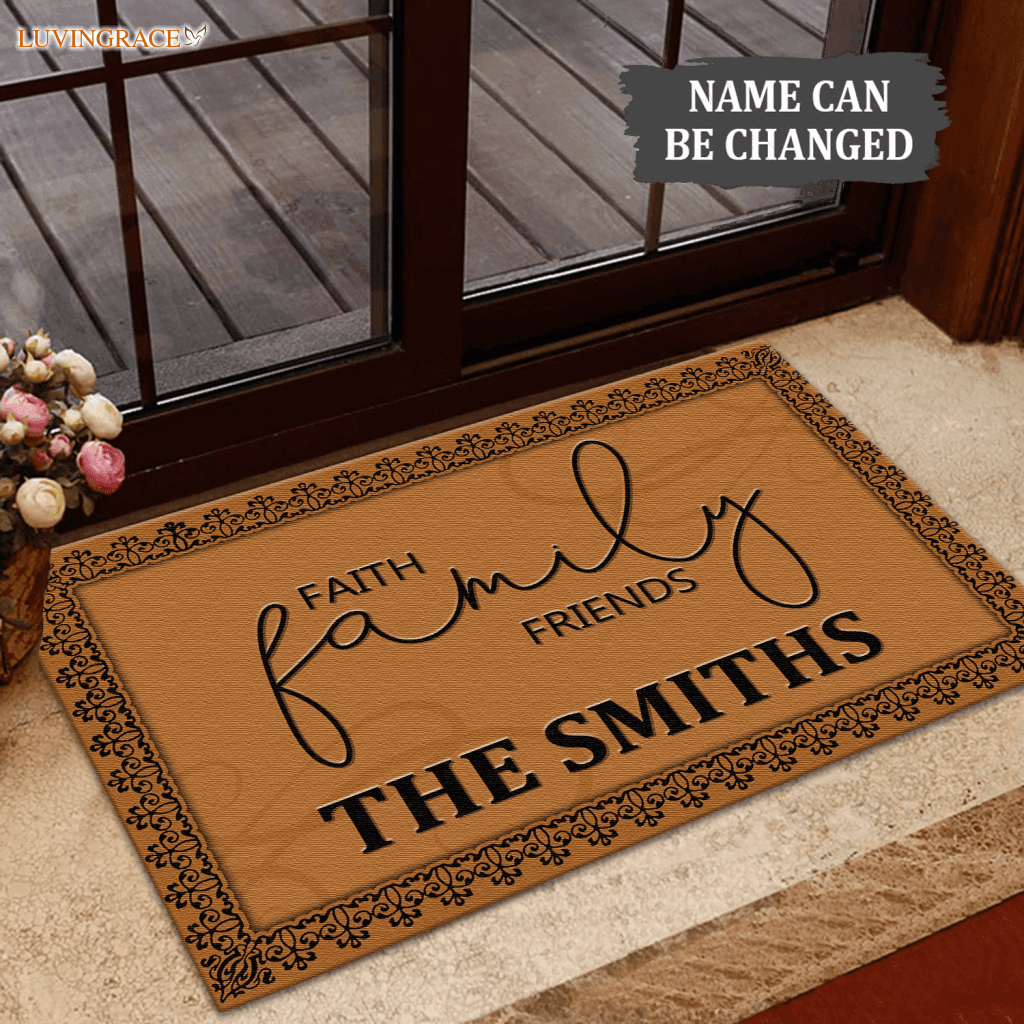 Faith Family Friends Personalized Doormat