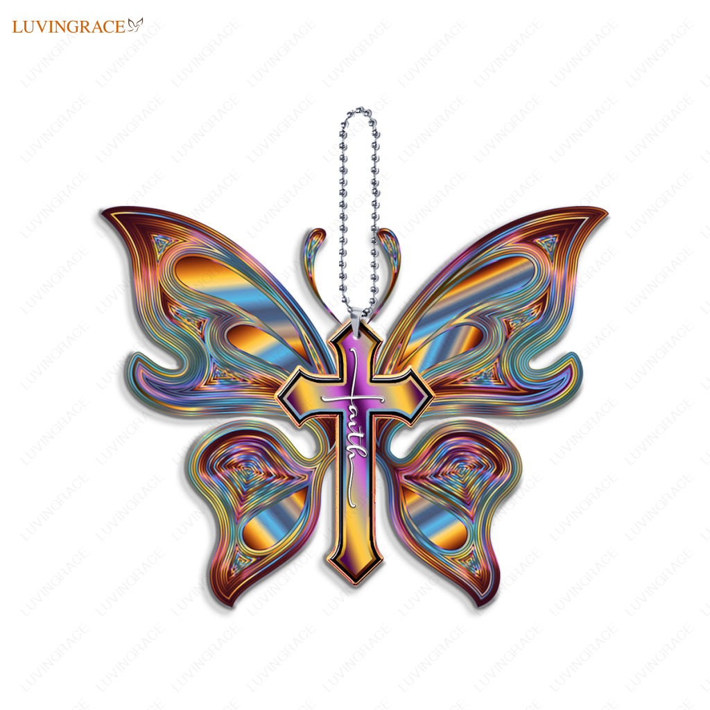 Faith Hologram Butterfly Ornament