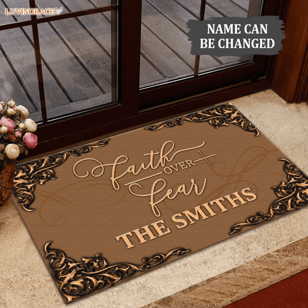 Faith Over Fear Personalized Doormat