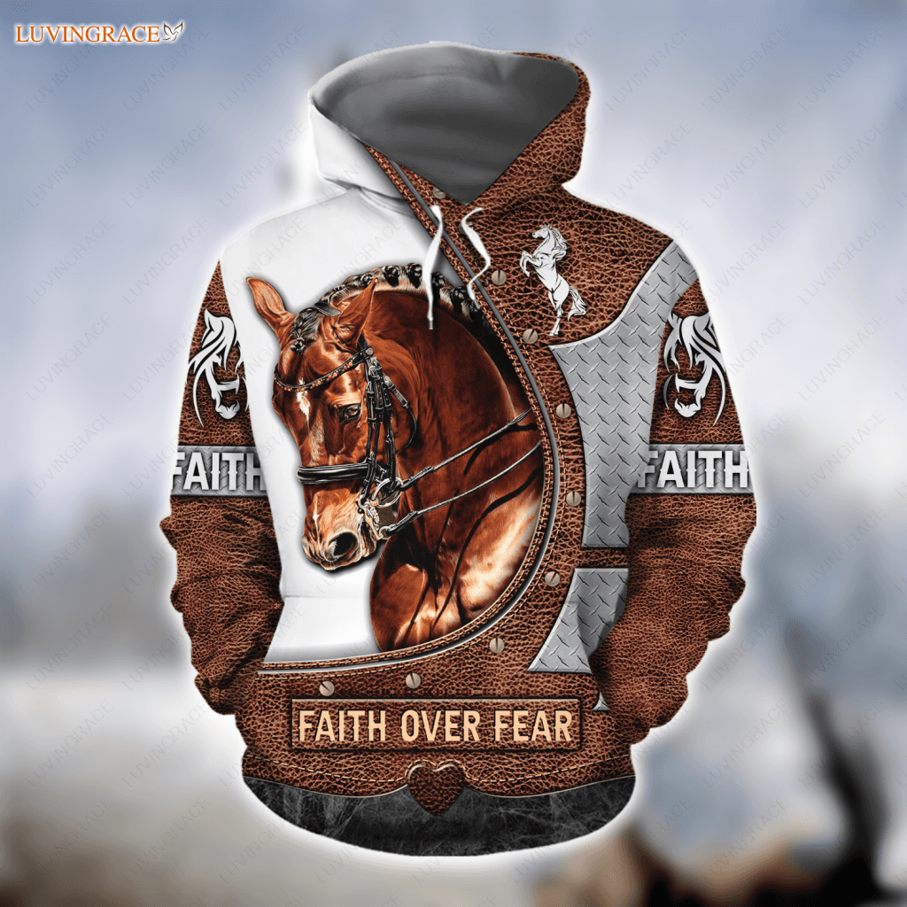 Faith Over Fear Premium Horse Printed Hoodie / S