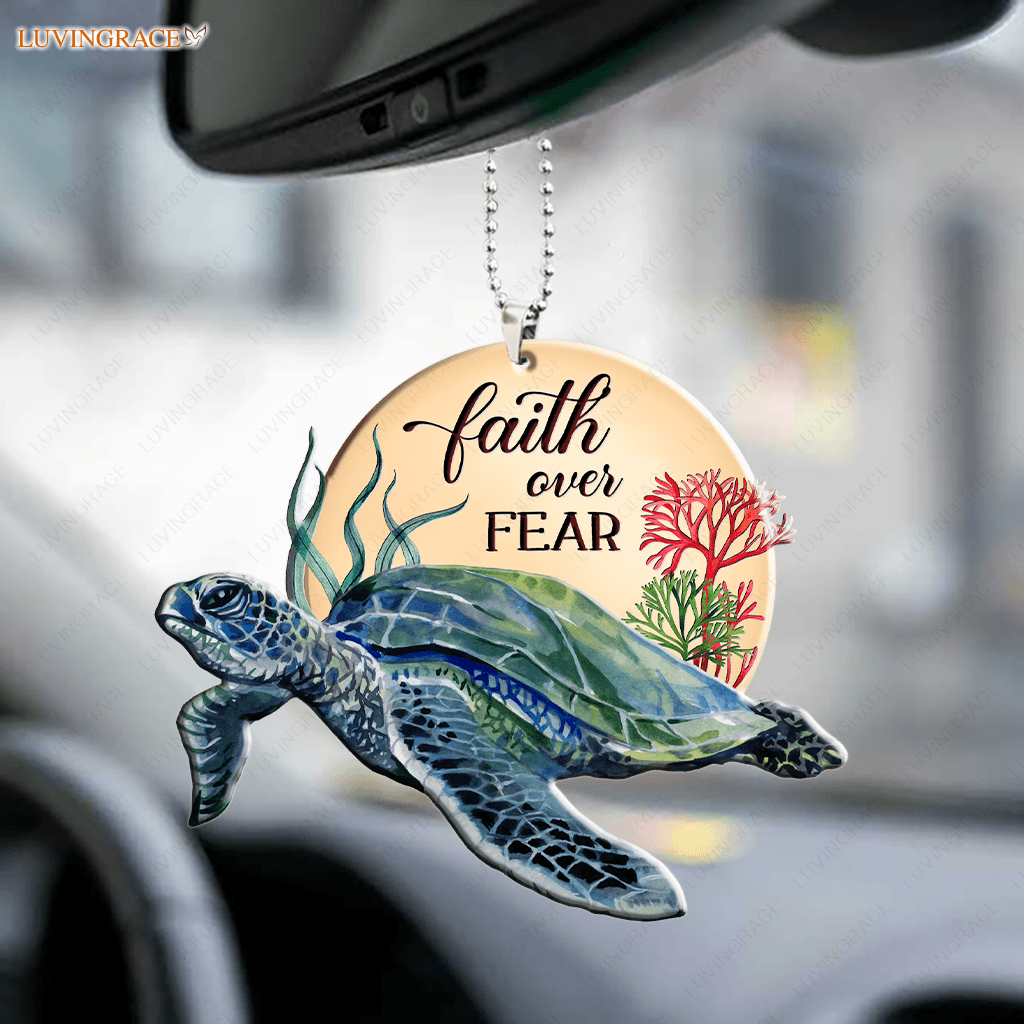 Faith Over Fear Turtle Ornament