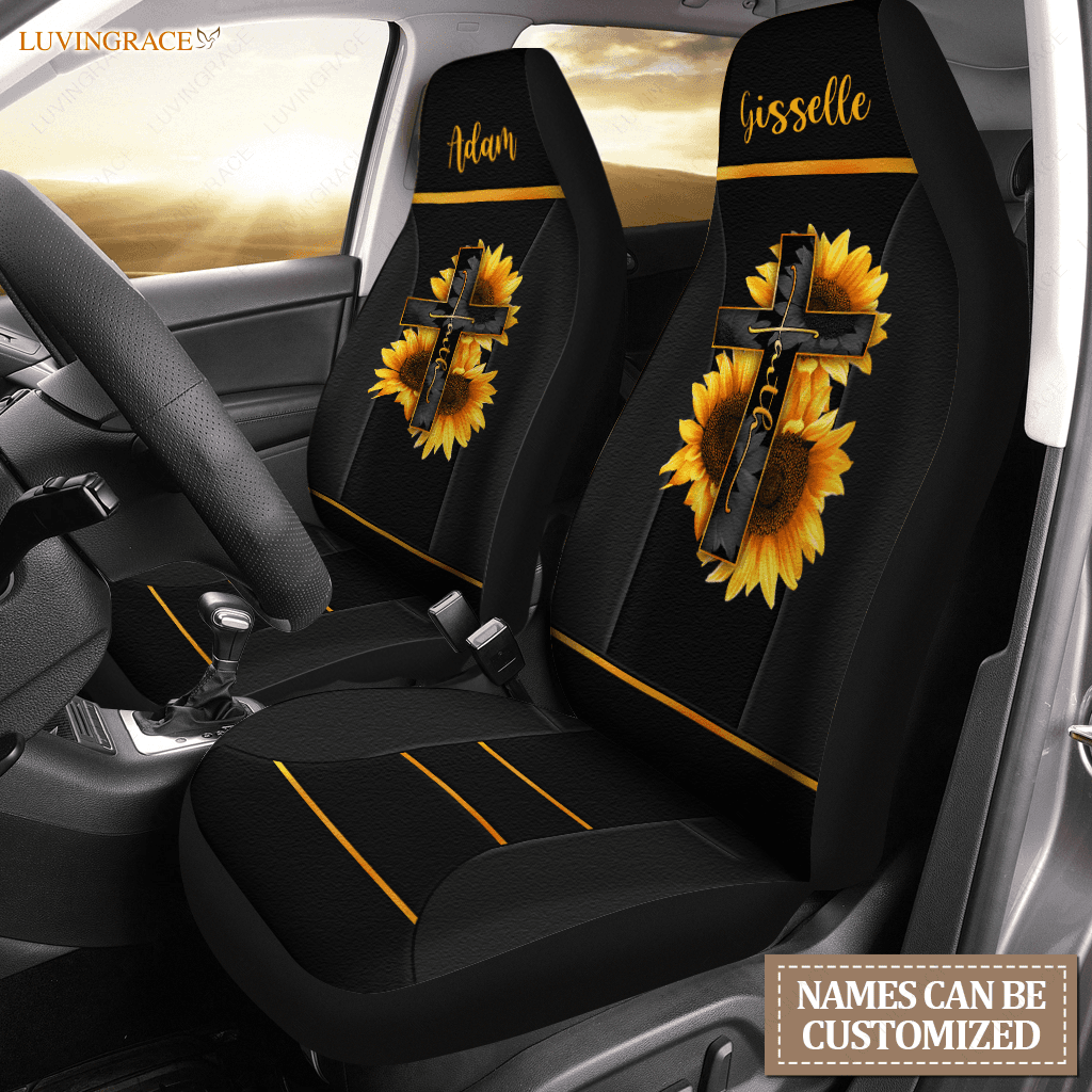 Faith Sunflower Personalized Car Seat Cover